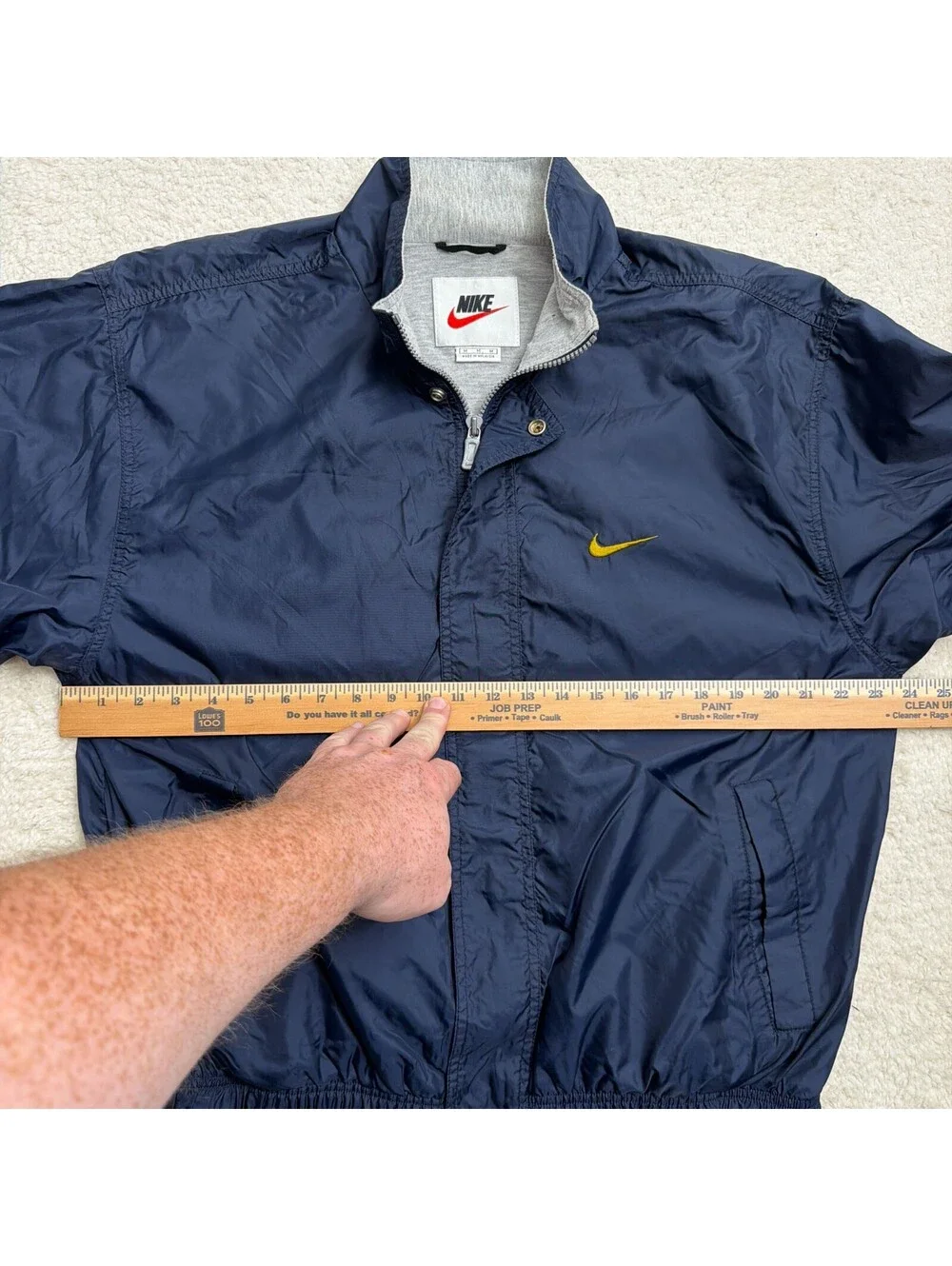 Vintage Nike Windbreaker Mens M Navy Nylon Full Zip Track Jacket 90s Swoosh